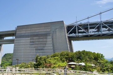 Obraz premium The big foundation of the Seto Ohashi Bridge