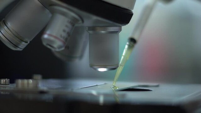 Medical laboratory where tests are performed under a microscope