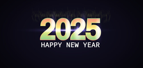 Happy New Year 2025 in text, a festive greeting