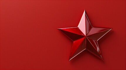 A volumetric red five-pointed star on red background.