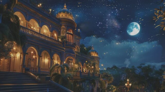 stars scattered above the magnificent palace