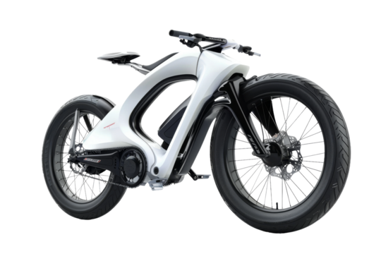 Futuristic bicycle with smart features isolated on transparent background