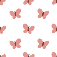 seamless pattern with pink butterflies