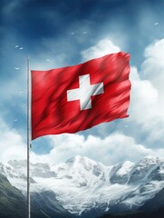 Switzerland Flag Poster design, realistic, HD, copy space - generative ai