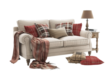 Elegant home interior with luxury furnishings isolated on transparent background