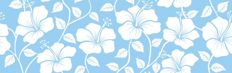 Hibiscus flowers seamless pattern.