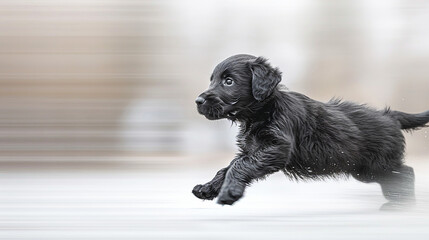 Spirited Puppy Chasing Tail in Vibrant Double Exposure Silhouette - Cute Animal Concept with Copy Space for Text