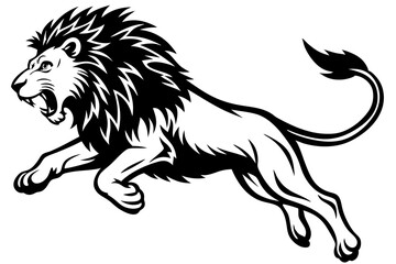 jumping angry lion mascot stock vector illustration