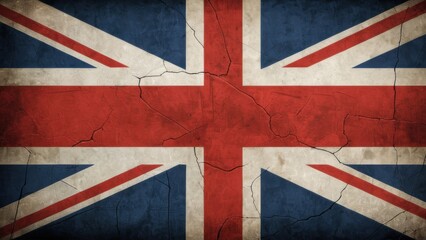 Fototapeta premium Vintage British Union Jack Flag with Weathered Texture