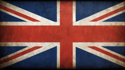 Fototapeta premium Vintage British Union Jack Flag with Weathered Texture