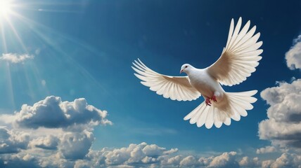 Obraz premium Soaring White Dove in Sky