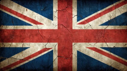 Fototapeta premium Vintage British Union Jack Flag with Weathered Texture