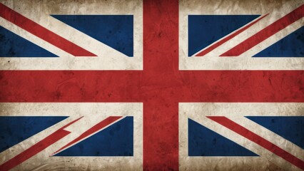 Fototapeta premium Vintage British Union Jack Flag with Weathered Texture