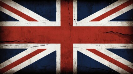 Fototapeta premium Vintage British Union Jack Flag with Weathered Texture