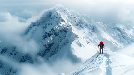 Thrill Seeker's Dream: Skier Soars in Snowy Peaks