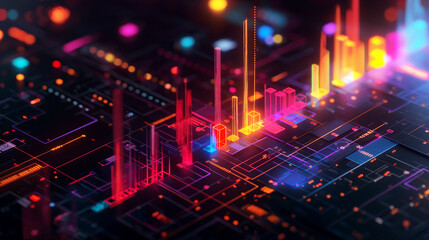 Fototapeta premium Modern graph background with glowing lights