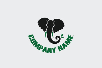 Elephant logo vector, Elephant zoo safari logo design template