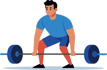 A person performing a deadlift exercise with a barbell, showcasing physical strength and fitness. The illustration depicts a weightlifting activity in a gym setting.
