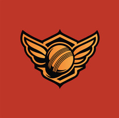 Cricket sports vector simple logo design template. Cricket ball with wings icon design EPS10.