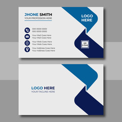 Clean Corporate Business Card Layout with blue color. Modern unique creative business card. Business card for business and personal use. Vector illustration design, Print ready,