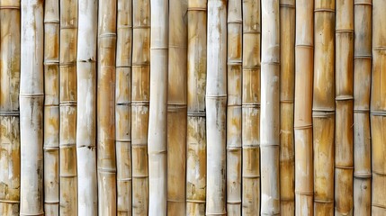 Bamboo texture background. Details of white and brown bamboo fence wall for background and wallpaper. 
