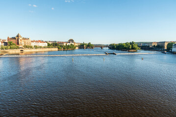 Obraz premium View from Karluv most bridge in Prague city in Czech republic