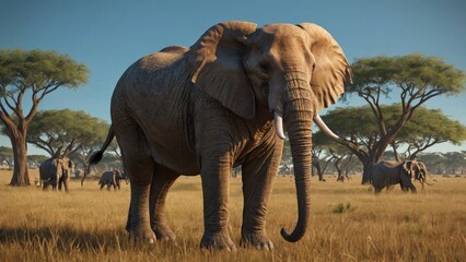 Fototapeta premium Majestic Elephant in Savannah