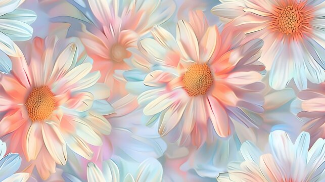 Mesmerizing Springtime Daisies Blooming in Captivating Art Deco Inspired Patterns Across a Serene Natural Landscape