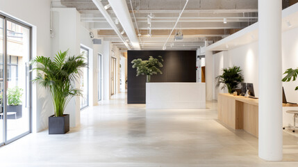 Potted plant at modern office with black shade for comfortable work