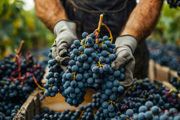 Harvesting of grapes for wine-making in Italian vineyards in September