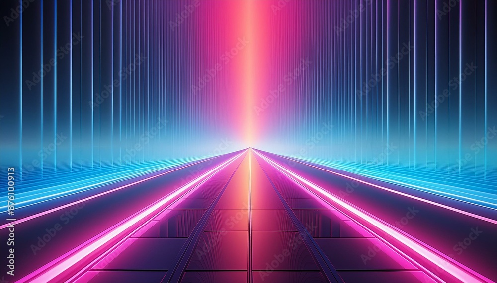 Canvas Prints A long road with a bright pink and blue light in the middle 