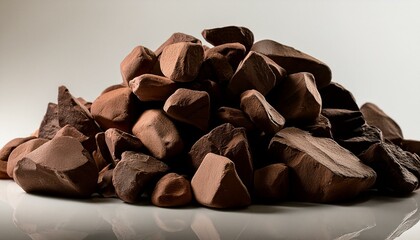 A pile of brown rocks on a white background 