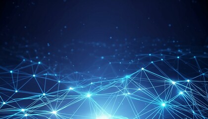 Fototapeta premium Abstract digital network connection background with blue nodes and lines, representing technology, data, and communication concepts. 