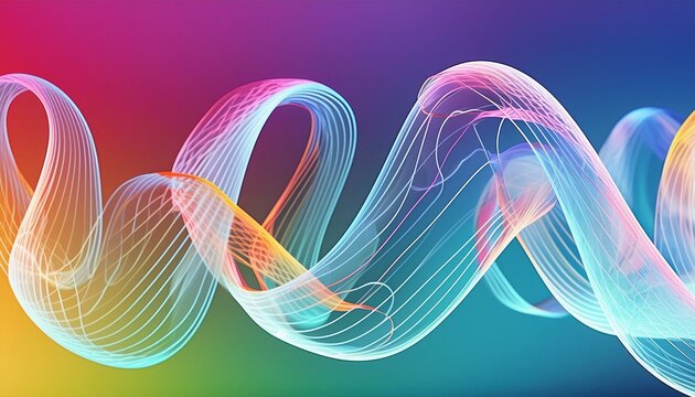 Abstract colorful digital art featuring intertwined translucent snake-like shapes with a vibrant gradient background.  - Powered by Adobe