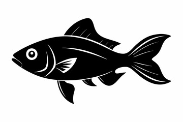 Fish silhouette vector, black fish icon