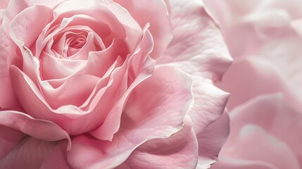 Obraz premium Blooming rose texture, soft pink rose flower with beautiful petals background, close up. 