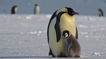 Emperor Penguin Parent and Chick