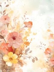 watercolor background with flowers, space for text, invitation, template