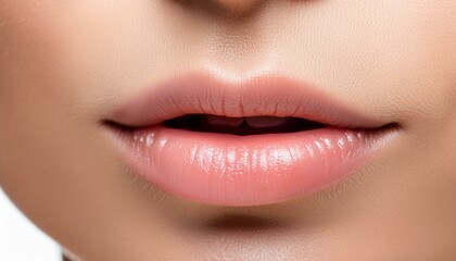 Fototapeta premium esthetic salon), ruddy skin, beautiful, full lips, lips close up, real skin texture, natural