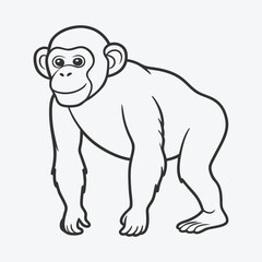 Stunning Chimpanzee Line Art Vector, High-Quality Illustration for Creative Projects
