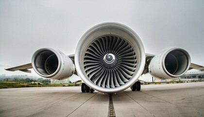 Jet engine for airplanes isolated on white background, generative ai 