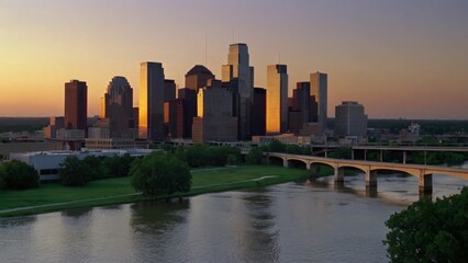 Sunset Over Vibrant Cityscape