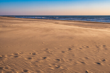 The empty beach of Bergen aan Zee NL in the evening