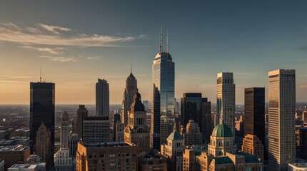 Skyline of Indianapolis at Sunset