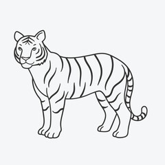 Fototapeta premium Majestic Tiger Line Art Vector, Exquisite and Detailed Wildlife Illustration