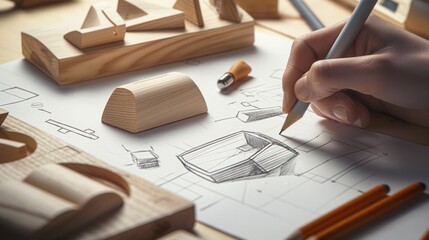 industrial designer sketching a new product, capturing the creativity and innovation behind manufacturing