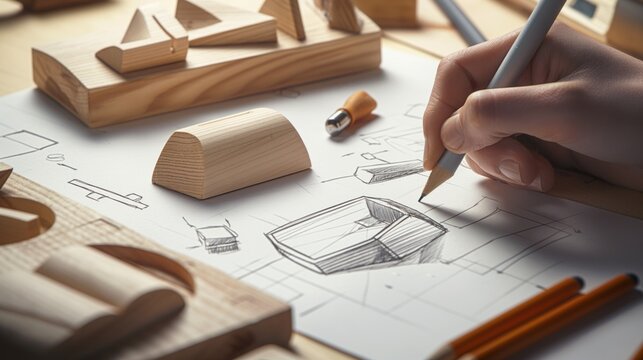 industrial designer sketching a new product, capturing the creativity and innovation behind manufacturing