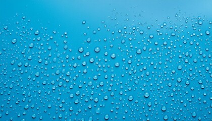 Water drops on blue background, top view 