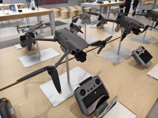 Obraz premium Modern drone for video and photo in the light store