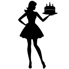 A woman with cake vector art illustration